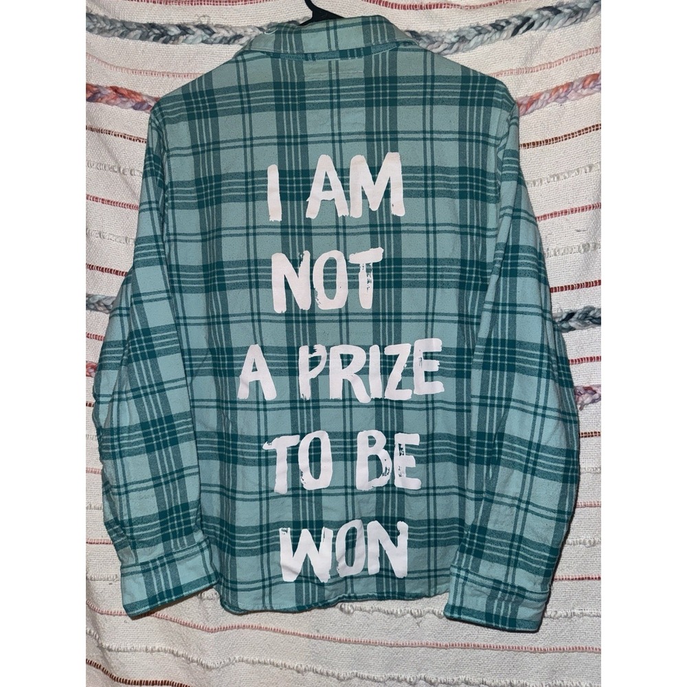 Cakeworthy‎ Disney Aladdin Jasmine Princess Blue Green S Plaid Button-up Flannel